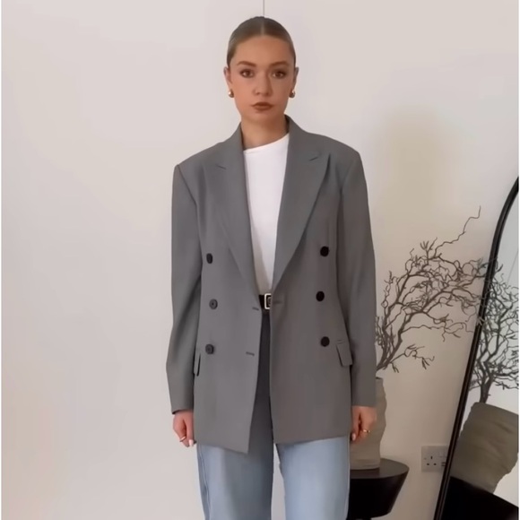 NWT Massimo Dutti double breasted gray blazer size 10 - Picture 3 of 10